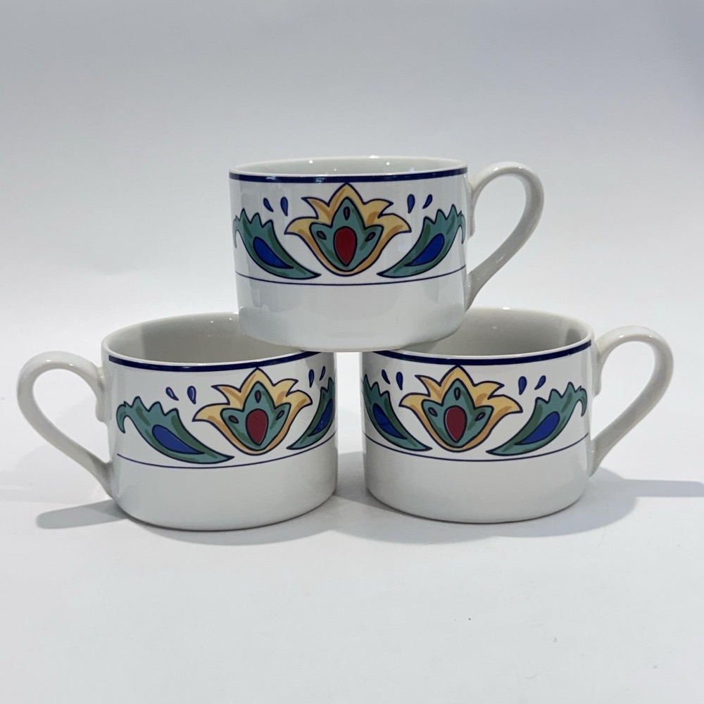 Vintage Signature Housewares Madero Stoneware Coffee Cups‎ 3pc Riviera Van Beers